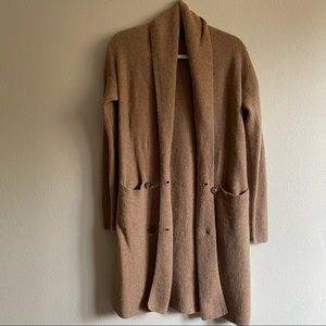 J.Crew Double Breasted Cardigan Coat Camel Supersoft Yarn Wool Alpaca Size XXS